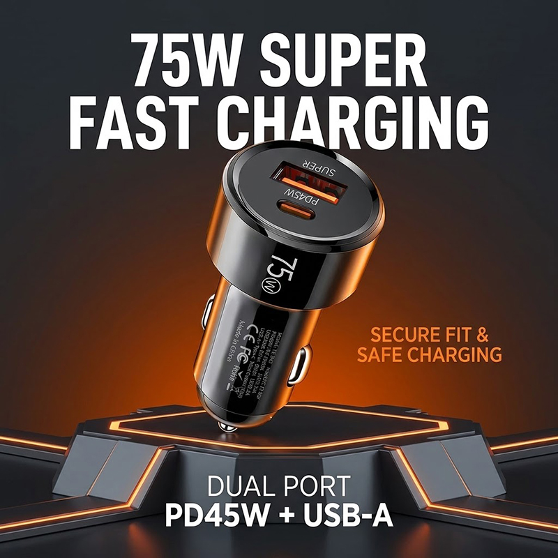 Usb C Power Adapter - Cargador de coche de 75W con
